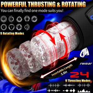 升级版12s男性自慰装置是一款具有10推力旋转和振动吸吮功能的男性性玩具 - Product Image 3