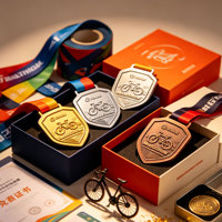 Médailles de cyclisme personnalisées, souvenirs d'événements de marathon, récompenses de finisseur en métal, médailles sportives personnalisées avec ruban de sublimation
