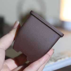 Miniature Purple Clay Flower Pot <b>Square</b> Tiny Bonsai <b>Planter</b> Desktop Ornament - Product Image 1
