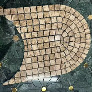 Mosaico de Mármol <span class=keywords><strong>Emperador</strong></span> Light en Forma de Abanico para Revestimiento de Paredes de Baño y Pisos, Mosaico de Mármol <span class=keywords><strong>Emperador</strong></span> Light en Forma de Escamas de Pescado - Product Image 1