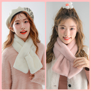 Écharpe longue <span class=keywords><strong>en</strong></span> peluche pour femme, couleur unie, <span class=keywords><strong>fausse</strong></span> <span class=keywords><strong>fourrure</strong></span> de lapin, polyester, <span class=keywords><strong>snood</strong></span> chaud d'hiver, prêt à être expédié - Product Image 2