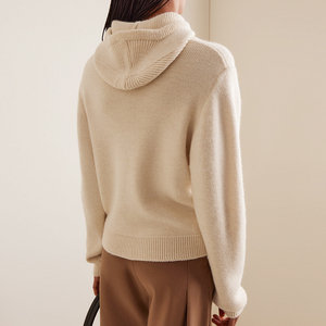 Maglione Oversize con Collo Alto e Cappuccio in Stile Minimalista Casual da <span class=keywords><strong>Donna</strong></span>, Personalizzato dalla Fabbrica Wisrise - Product Image 2