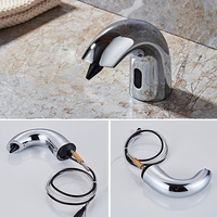 HOMEDEC Distributeur Automatique de Savon Liquide en Laiton Chromé, Pompe à Mousse Mains Libres, Montage sur Bureau, Toilettes, Usage Domestique Moderne, Hôtel