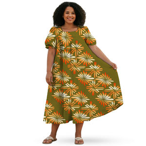 畅销定制女式夏威夷风格皱纹Muumuu连衣裙加大码环保时尚批发 - Product Image 4