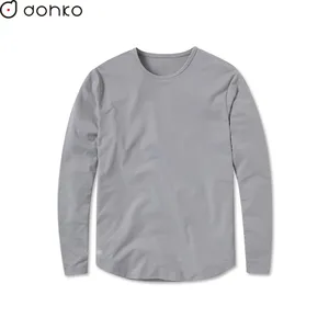 Custom Plain Langarm T-Shirts Herren Baumwolle Formal bedruckt mit Muster Solid Pattern Jersey mit Hals anhänger Gestrickt O-Ausschnitt