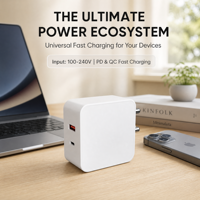 India 65W A+C GaN Pengisi Daya Tahan Api EU Bersertifikasi BIS PD3.0 USB-A USB-C Pengisi Daya Dinding Cepat Port Ganda Laptop Ponsel OEM ODM