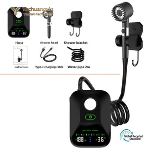Ducha portátil recargable por USB para exteriores con pantalla digital y cabezal de pulverización ajustable, diseño impermeable - Product Image 3