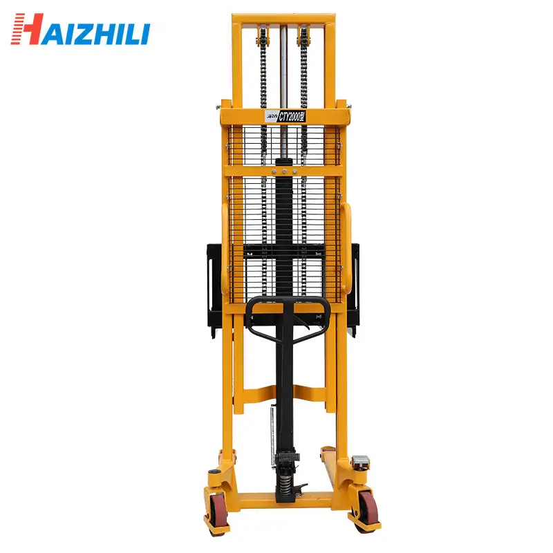 Haizhili 2ton kapasite 2m kaldırma palet istifleyici el kumandalı forklift hidrolik kamyon istifleyici