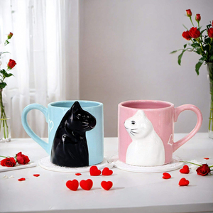Valentine's Day Nordic Simple Style 400ml Ceramic Cartoon Three-dimensional Cat <b>Mug</b> Gift For Couple - Product Image 1