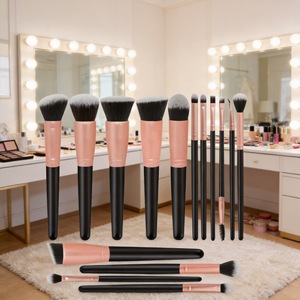 Set de <span class=keywords><strong>Brochas</strong></span> de Maquillaje <span class=keywords><strong>Zoreya</strong></span> para Corrector, Sombra de Ojos, Rubor, Polvo Suelto y Rostro, con Cerdas de Nylon y Mangos Metálicos, Kit de 15 <span class=keywords><strong>Brochas</strong></span> - Product Image 2