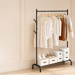 Minimalist Metal Clothing <b>Rack</b> Standing Type Height Adjustable Single Tier Wardrobe Storage Holder - Product Image 2