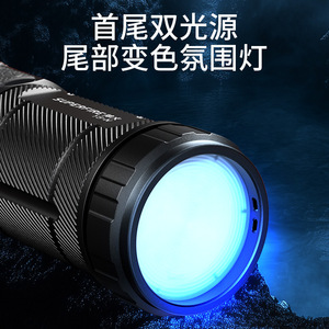 Lampe de poche Led rechargeable Superfire Y5-N, 720lm, 5400mah, portée de 600m, avec filtres rouge, jaune et bleu, double lumière, projecteur d'extérieur - Product Image 3