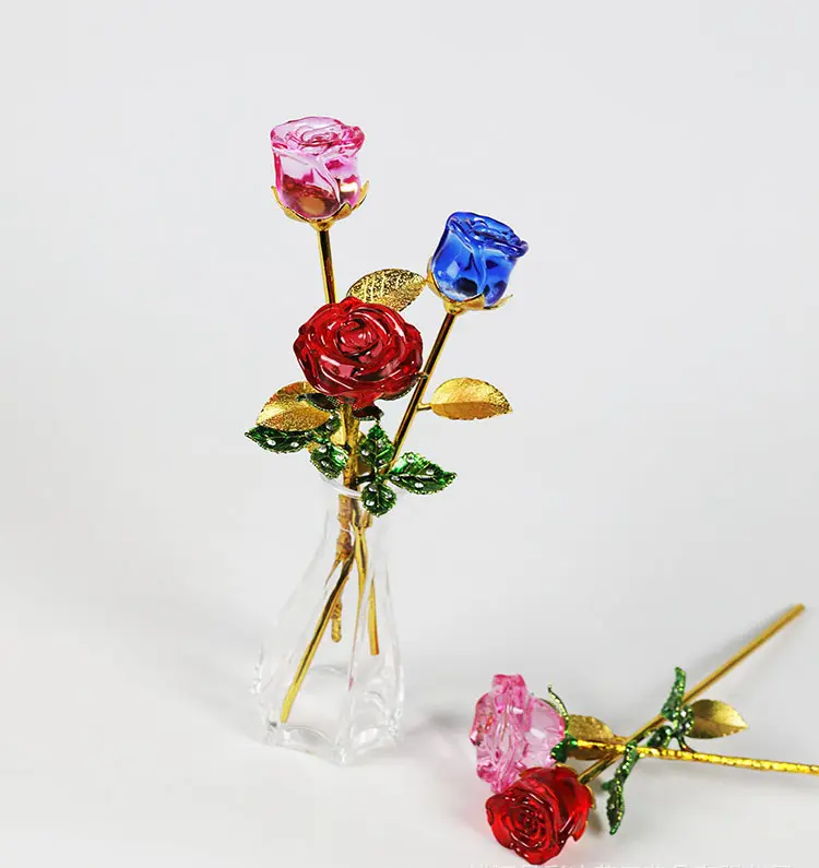 מתנה משרי פרחים מלאכותיים עלה בכיפה זכוכית עם אור הוביל חג האהבה פרחים מלאכותיים זכוכית