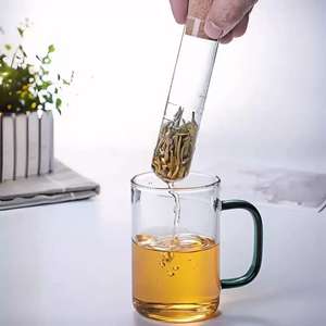 उच्च बोरोसिलिकेट ग्लास चाय सिलेंडर के लिए कॉर्क ढक्कन स्ट्रैनर ट्यूब आकार के साथ उच्च बोरोसिलिकेट ग्लास चाय इनफ्यूज़र - Product Image 4