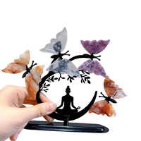Juego de Alas de Mariposa de Cristal al por Mayor, Artesanía de Cristal de Alta Calidad, Modelo de Piedra Feng Shui Hecho a Mano Natural para Uso Decorativo