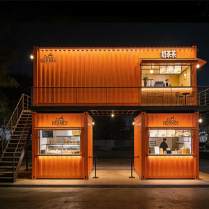 Bâtiment Modulaire Bicolore, Conception à Double Étage pour Divers Scénarios Commerciaux, Utopie Onirique dans la Ville - Product Image 1