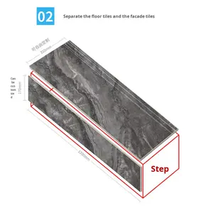 بلاط درجة رخامي ريفي مانع للانزلاق على الطراز الحديث ، بلاط الدرج والأرضيات بوظيفة الطوب الناري للغرف لاستخدام الردهات - Product Image 4