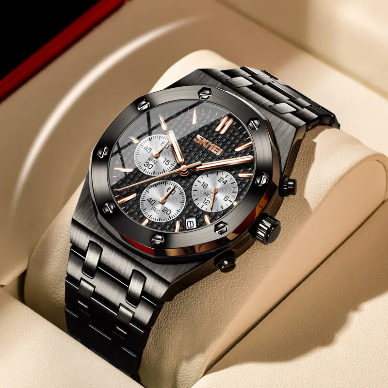 Skmei 9296 brand luxury man watches fashion custom stainless steel business sr626sw quartz water resistant wrist watches