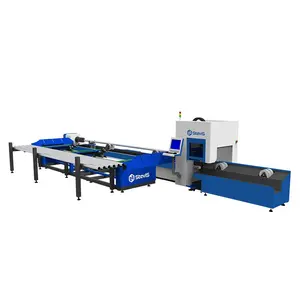 SteviS ST-TP220 customized design 9 meters steel pipe automatic loading fiber laser cutting machines for pipe profiles price