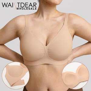 Waistdear Women Oeko Tex Seamless Jelly Bra Wireless Full Coverage Ruched Front Side Smoothing Bralette