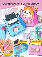 Sacs cadeaux scolaires refermables avec motif chat de dessin animé mignon, sacs fourre-tout uniques pour fêtes d'anniversaire et événements festifs