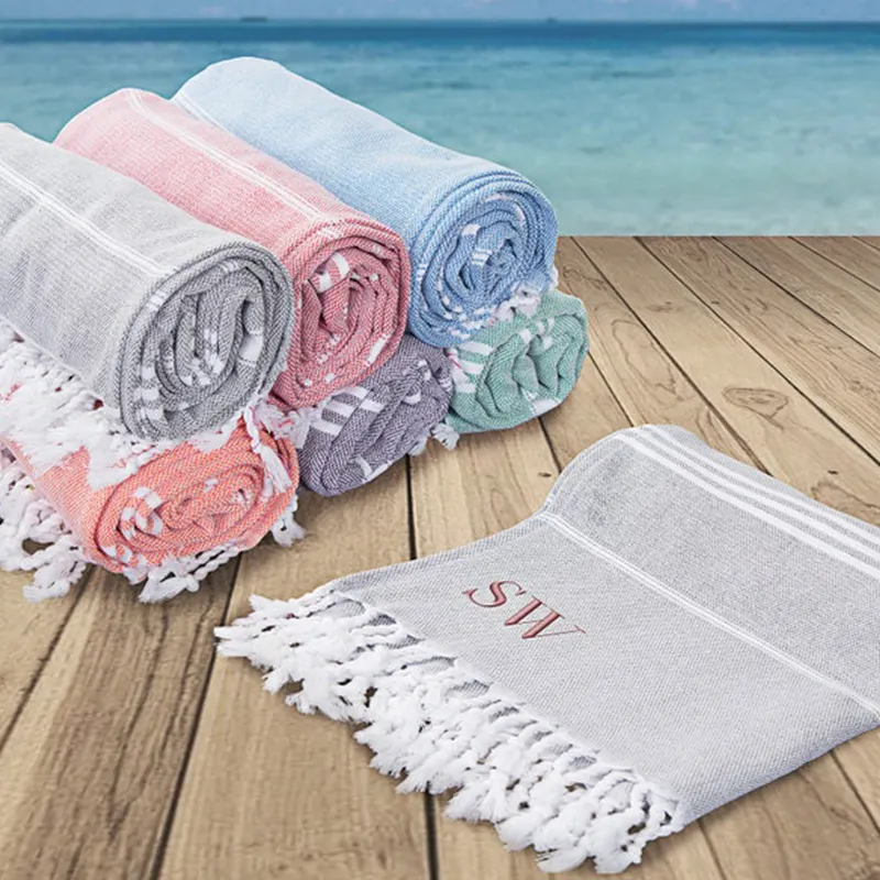 Personalized Designer Bride Tribe Bridesmaid Proposal Gift Summer Turkish Cotton Towel Beach