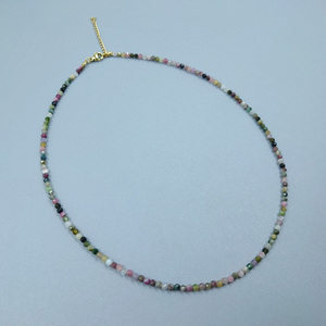 Kalung manik-manik kristal, kalung Choker batu permata segi alami 2-3mm buatan tangan untuk perhiasan wanita - Product Image 5