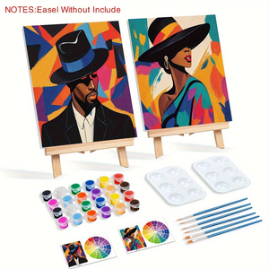 2 pezzi Kit di pittura <span class=keywords><strong>per</strong></span> adulti <span class=keywords><strong>per</strong></span> bambini incorniciato tele Pre-disegnate con vernice colorata e Kit <span class=keywords><strong>per</strong></span> feste divertenti in stile cartone animato - Product Image 1