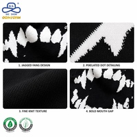 Gorro de Punto Jacquard con Diseño de Dientes de Monstruo Personalizado OEM, Etiqueta Privada, Estilo Gótico para Unisex, Ropa de Calle de Invierno