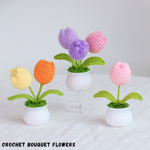 Ornement <span class=keywords><strong>de</strong></span> salon artisanal en crochet, petite plante artificielle en herbe <span class=keywords><strong>de</strong></span> rose en pot, <span class=keywords><strong>bouquet</strong></span>, <span class=keywords><strong>commande</strong></span> minimum <span class=keywords><strong>de</strong></span> 50 pièces - Product Image 4