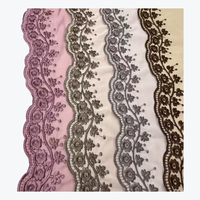 Nouveau Design Produit Écharpe en Mousseline de Soie Couleur Unie Brodée avec Bandeau en Dentelle Brisée Simple Face Châle Musulman Malaisien