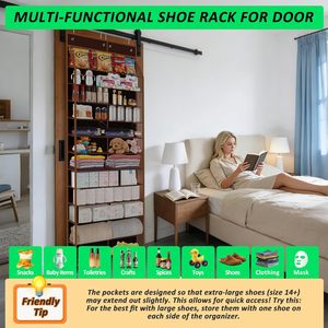 Over Door <b>Shoe</b> Organizer 24 Pair Capacity 12 Tier Hanging <b>Storage</b> For Sneakers Boots Kids Family Walnut Brown - Product Image 6