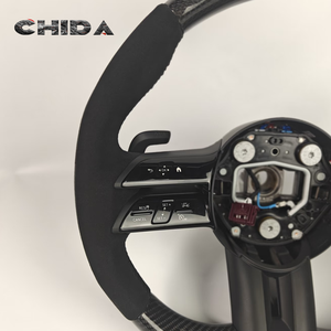 พวงมาลัยหนังเหมาะสำหรับ <span class=keywords><strong>Mercedes</strong></span> Benz C-Class คาร์บอนไฟเบอร์ W221 W222 W246 C217 W205 CLA45 G63 E63 <span class=keywords><strong>AMG</strong></span> รุ่น - Product Image 3