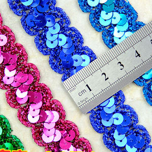 ริบบิ้นลูกปัดรูปตัว S ประดับเลื่อมหลากสีขนาด 2.3 ซม. สำหรับชุดการแสดงเต้นรำแบบดั้งเดิม ตกแต่งอย่างหรูหรา - Product Image 4