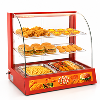 Vitrine chauffante électrique de comptoir en verre incurvé pour snacks chauds et fast-food