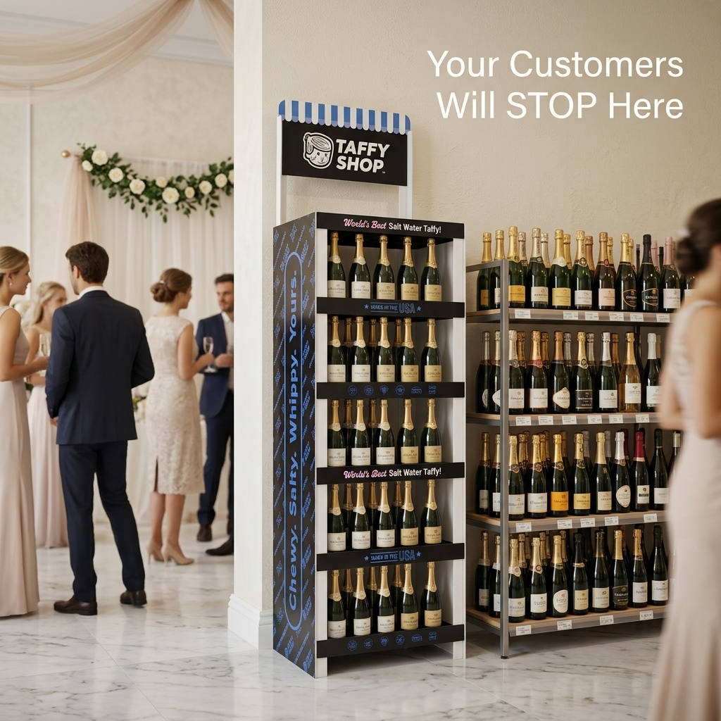 Portable Wine Display Stand for Events Wedding Champagne Wall Luxury Liquor Tasting Station with Header Replaceable Design OEM — view 2