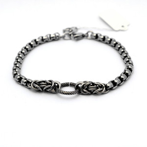 yunnique Retro Blackened Titanium Steel <b>Ball</b> Chain <b>Bracelet</b> Unisex Fashion Jewelry Geometric Design Guangzhou Origin - Product Image 1