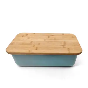 Bambu dudak ile mutfak sayacı üst PP ekmek konteyner kutusu