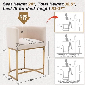 Ensemble de tabourets de <span class=keywords><strong>bar</strong></span> modernes en <span class=keywords><strong>tissu</strong></span> crème de lin à hauteur de comptoir de 24 pouces <span class=keywords><strong>tabouret</strong></span> d'îlot de cuisine rembourré à cadre en métal doré - Product Image 3