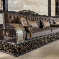 Salon Canapé d'Angle en Bois Antique Style Majlis Arabe, Ensemble de Meubles Marocains Personnalisés pour Salon