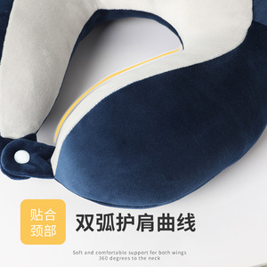 Almohada de viaje portátil de terciopelo con forma de U para el cuello, para la siesta en casa u oficina, soporte para la columna cervical, almohadas cómodas. - Product Image 2