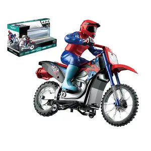 儿童RC电动玩具2.4Ghz漂移喷雾电动Rc摩托车，塑料无线电控制特技赛车摩托车玩具