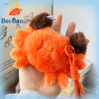 Porte-clés Peluche Crabe Mignon de 4 Pouces, Poupée en Peluche Animal Marin Kawaii, Breloque pour Sac à Dos, Vente en Gros, Prix pour Machine à Pinces, Pendentif