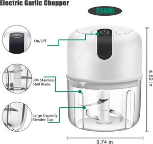Mini hachoir électrique sans fil USB 250 ml vert, presse-ail écologique et durable pour viande, légumes et piments - Product Image 2