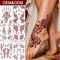 Nouveaux autocollants de tatouage temporaire au henné pour mariage, motif dentelle noire sexy, pour visage, jambes, mains, poignets, en papier blanc, écologiques