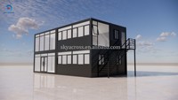 Bureau préfabriqué moderne à 2 étages avec mur en verre, conteneur pour espace de travail ou hôtel, en acier