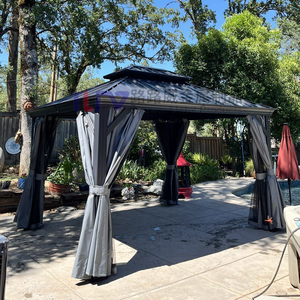 <span class=keywords><strong>Gazebo</strong></span> de jardin en aluminium pour balcon et cour, résistant à la pluie, avec toit en métal thermolaqué 3x3 - Product Image 3