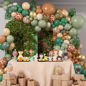 Kit de <span class=keywords><strong>guirlande</strong></span> d'arche de ballons pour fête d'anniversaire, baby shower, thème safari, jungle, animaux tropicaux, marron, vert, or, rétro, léopard, vente en gros - Product Image 4