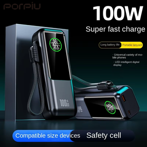 Batería Externa Portátil PORPIU de Alta Capacidad PD100W 20000mAh Ultra Delgada con Pantalla LED, Salida Micro USB Tipo-C, <span class=keywords><strong>Carga</strong></span> Súper Rápida - Product Image 3