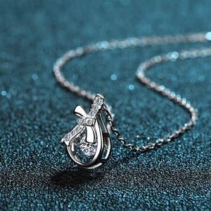 Bow-knot Diamond Necklace 18k Real Solid White Gold VVS1 D Clarity Lab Grown Diamond Necklace for Gift - Product Image 4